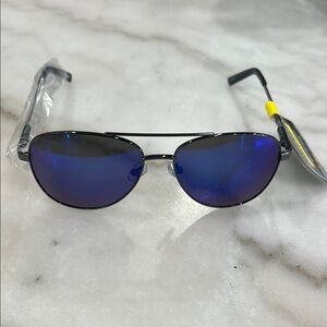 Foster Grant Blue Purple Mirror Aviator Sunglasses Black Metal Frame